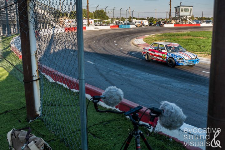 A Pro-Late Model race car speeds around the quarter-mile oval asphalt track at Meridian Speedway during a practice run in Meridian, Idaho on Thursday, September 13, 2018. Photo by Richard Alan Hannon