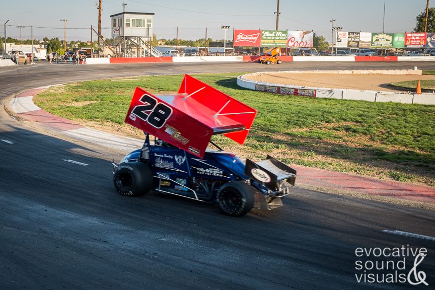 Speed Tour Winged Sprint cars speed around the quarter-mile oval asphalt track at Meridian Speedway during a practice run in Meridian, Idaho on Thursday, September 13, 2018. Photo by Richard Alan Hannon