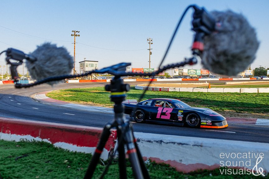 A Pro-Late Model race car speeds around the quarter-mile oval asphalt track at Meridian Speedway during a practice run in Meridian, Idaho on Thursday, September 13, 2018. Photo by Richard Alan Hannon