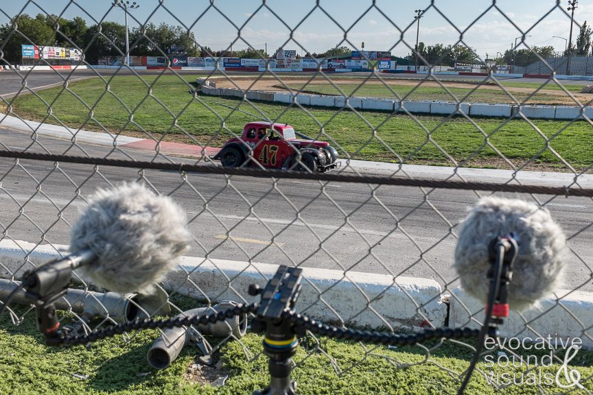 A Legend race car speeds around the quarter-mile oval asphalt track at Meridian Speedway during a practice run in Meridian, Idaho on Thursday, September 13, 2018. Photo by Richard Alan Hannon