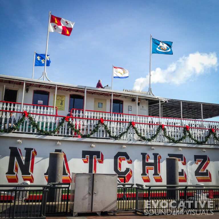 Recording the sound of the Natchez riverboat in New Orleans, Louisiana on December 1, 2013. Photo by Richard Alan Hannon