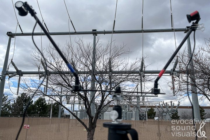 Capturing the sound of an electric power grid substation in Boise, Idaho on March 25, 2021. Photo by Richard Alan Hannon