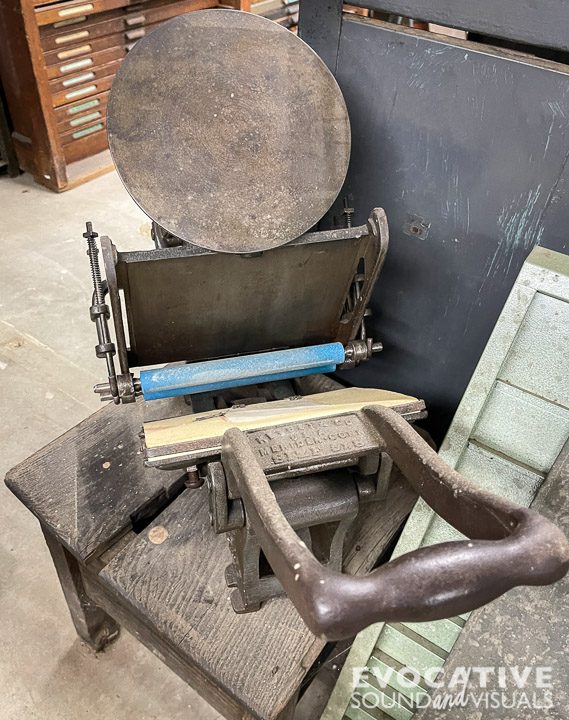 A Kelsey Press 5x8 inch printing press on display at the Bedford Historical Society in Bedford, Ohio on Thursday, November 7, 2024. Photo by Richard Alan Hannon